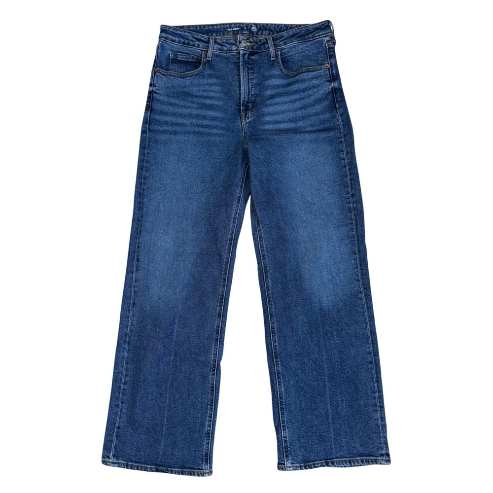 Old Navy Sky-Hi Wide Leg Jeans Womens 12 Extra High Rise Medium Wash Denim